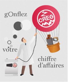 affiche présentant une personne essayant de gonfler son chiffre d'affaire